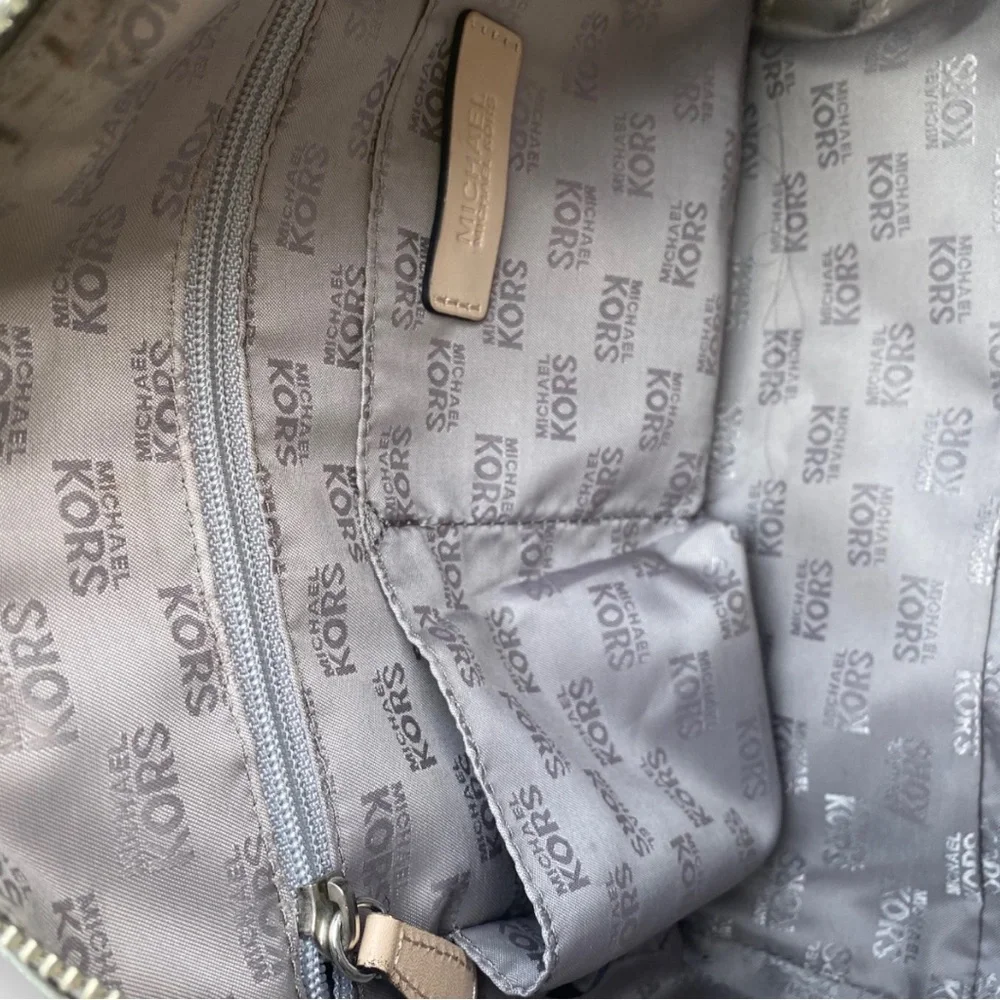 Michael Kors Grayson Nickel Mirror Metallic Logo Satchel Bag - Picture 11 of 12